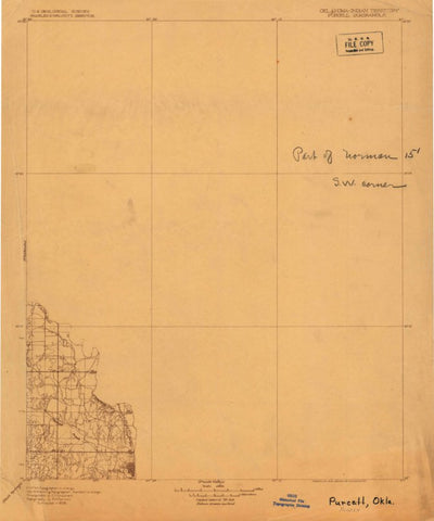 United States Geological Survey Purcell, OK (1898, 125000-Scale) digital map