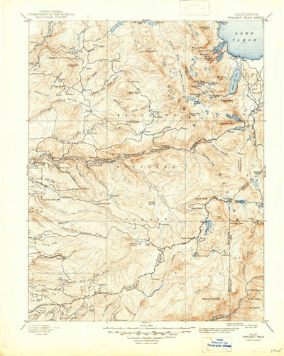 United States Geological Survey Pyramid Peak, CA-NV (1896, 125000-Scale) digital map
