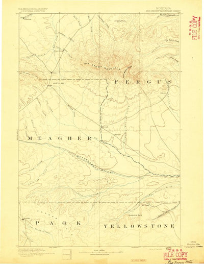 United States Geological Survey Roundup W, MT (1893, 250000-Scale) digital map