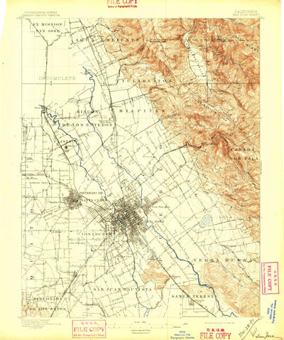 United States Geological Survey San Jose, CA (1897, 62500-Scale) digital map