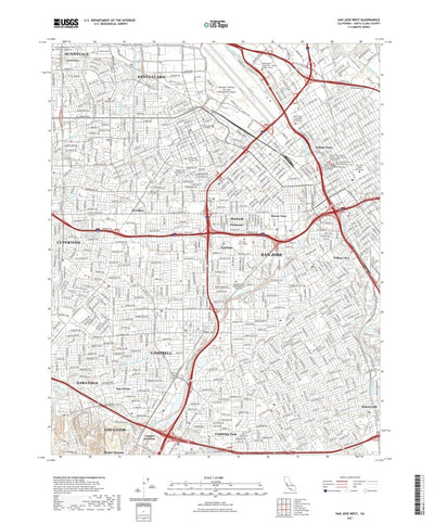 United States Geological Survey San Jose West, CA (2021, 24000-Scale) digital map