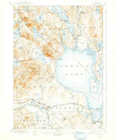 United States Geological Survey Sebago Lake, ME (1896, 62500-Scale) digital map