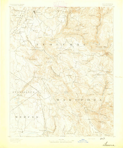 United States Geological Survey Sonora, CA (1893, 125000-Scale) digital map