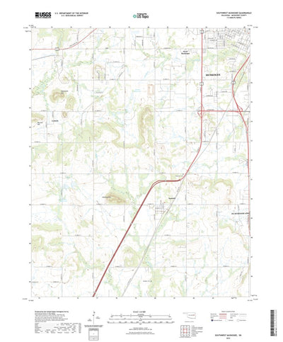 United States Geological Survey Southwest Muskogee, OK (2022, 24000-Scale) digital map
