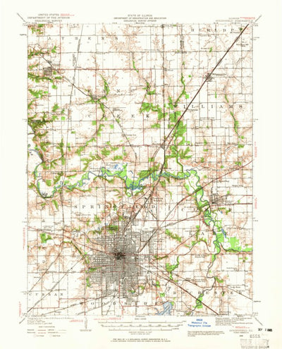 United States Geological Survey Springfield, IL (1940, 62500-Scale) digital map