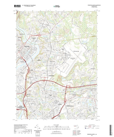 United States Geological Survey Springfield North, MA (2021, 24000-Scale) digital map