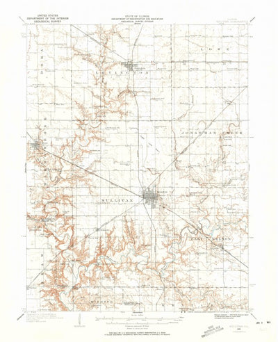 United States Geological Survey Sullivan, IL (1935, 62500-Scale) digital map