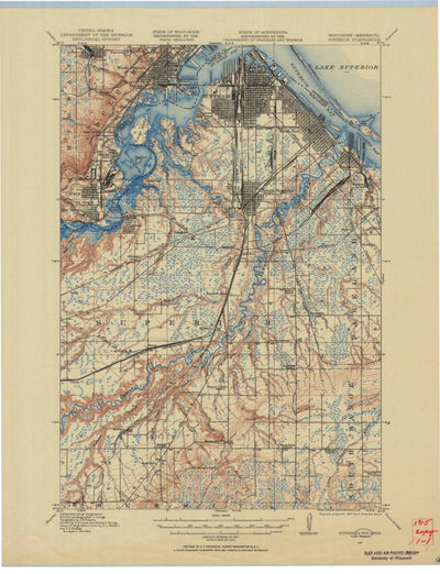 United States Geological Survey Superior, MN-WI (1915, 62500-Scale) digital map