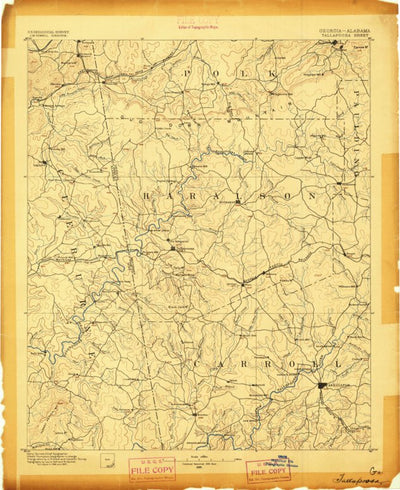 United States Geological Survey Tallapoosa, GA-AL (1889, 125000-Scale) digital map