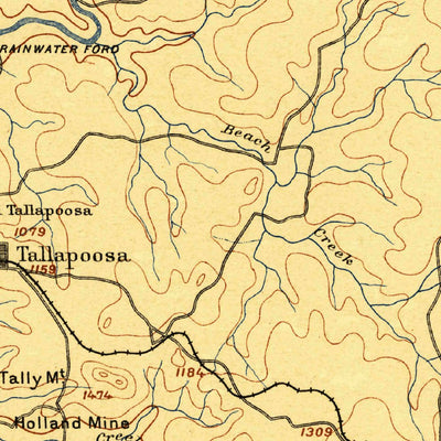 United States Geological Survey Tallapoosa, GA-AL (1889, 125000-Scale) digital map