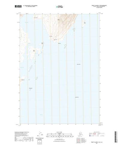 United States Geological Survey Trinity Islands D-1 NE, AK (2021, 25000-Scale) digital map