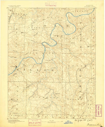 United States Geological Survey Tuscumbia, MO (1888, 125000-Scale) digital map