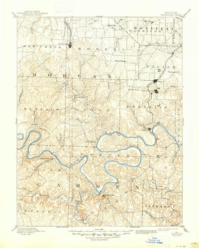 United States Geological Survey Versailles, MO (1893, 125000-Scale) digital map