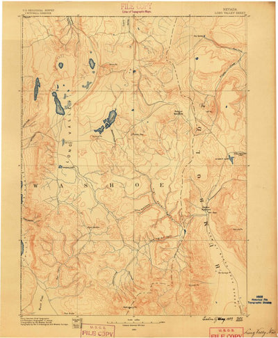 United States Geological Survey Vya W, NV-OR-CA (1889, 250000-Scale) digital map