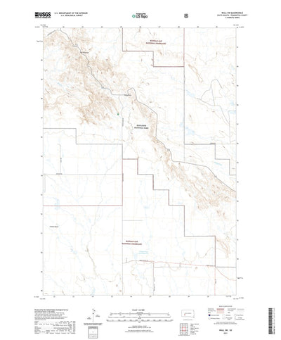 United States Geological Survey Wall SW, SD (2021, 24000-Scale) digital map