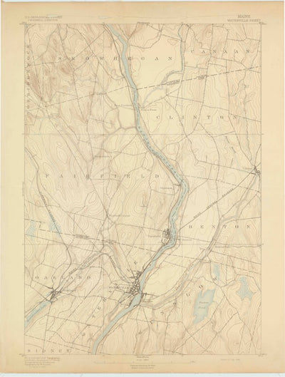 United States Geological Survey Waterville, ME (1892, 62500-Scale) digital map