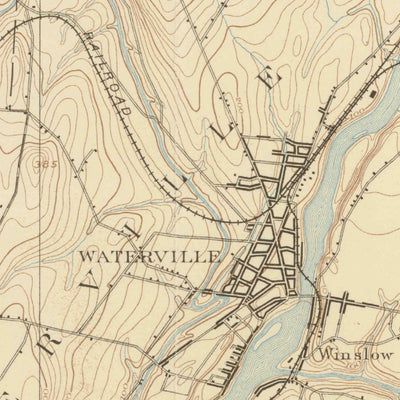 United States Geological Survey Waterville, ME (1892, 62500-Scale) digital map