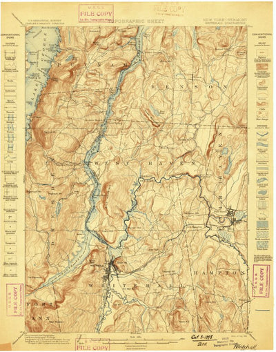 United States Geological Survey Whitehall, NY-VT (1898, 62500-Scale) digital map