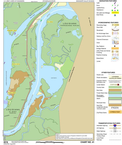 US Army Corps of Engineers Atchafalaya River Chart 41 - Lake Gashcha, LA digital map