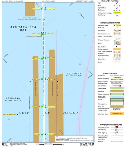 US Army Corps of Engineers Atchafalaya River Chart 45 - Atchafalaya Bay / Gulf of Mexico digital map