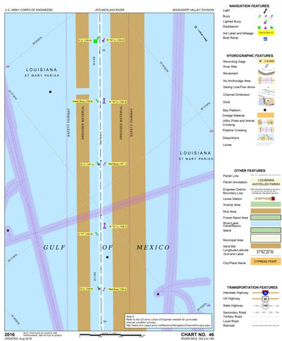 US Army Corps of Engineers Atchafalaya River Chart 46 - Gulf of Mexico 1 digital map