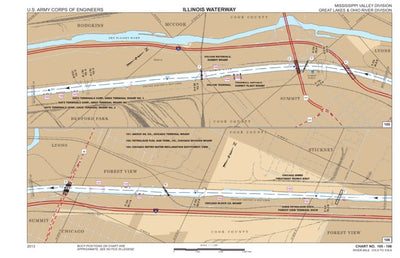 US Army Corps of Engineers Charts 105 and 106 - Illinois River Miles 310.9 - 313.7 and 313.8 - 316.6 digital map