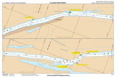 US Army Corps of Engineers Charts 86 and 87 - Illinois River Miles 254.2 - 257.1 and 257.2 - 260.1 digital map