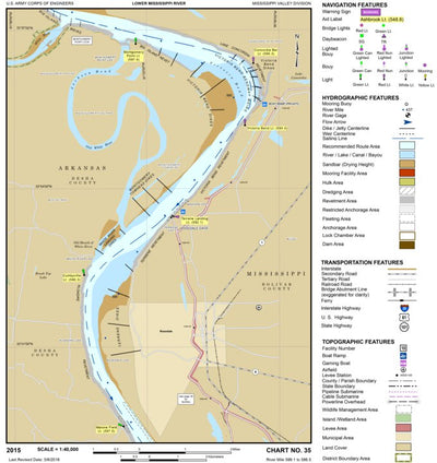 US Army Corps of Engineers Lower Mississippi Chart 35 - River Mile 599.1 to 586.5 digital map