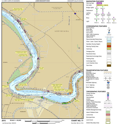 US Army Corps of Engineers Lower Mississippi Chart 77 - River Mile 186.4 to 170.6 digital map