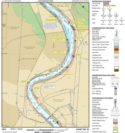 US Army Corps of Engineers Lower Mississippi Chart 83 - River Mile 117.8 to 105.1 digital map