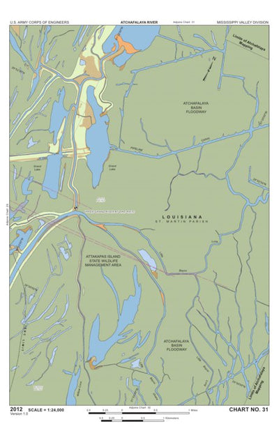 US Army Corps of Engineers - New Orleans Chart 31 - Grand Lake at Atchafalaya Basin Floodway digital map