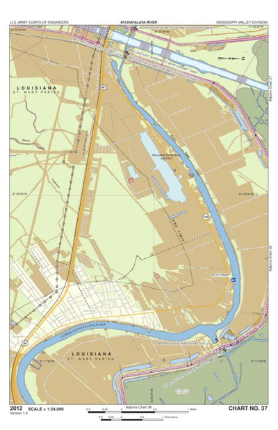 US Army Corps of Engineers - New Orleans Chart 37- Bayou Teche at West Calumet Floodgate digital map