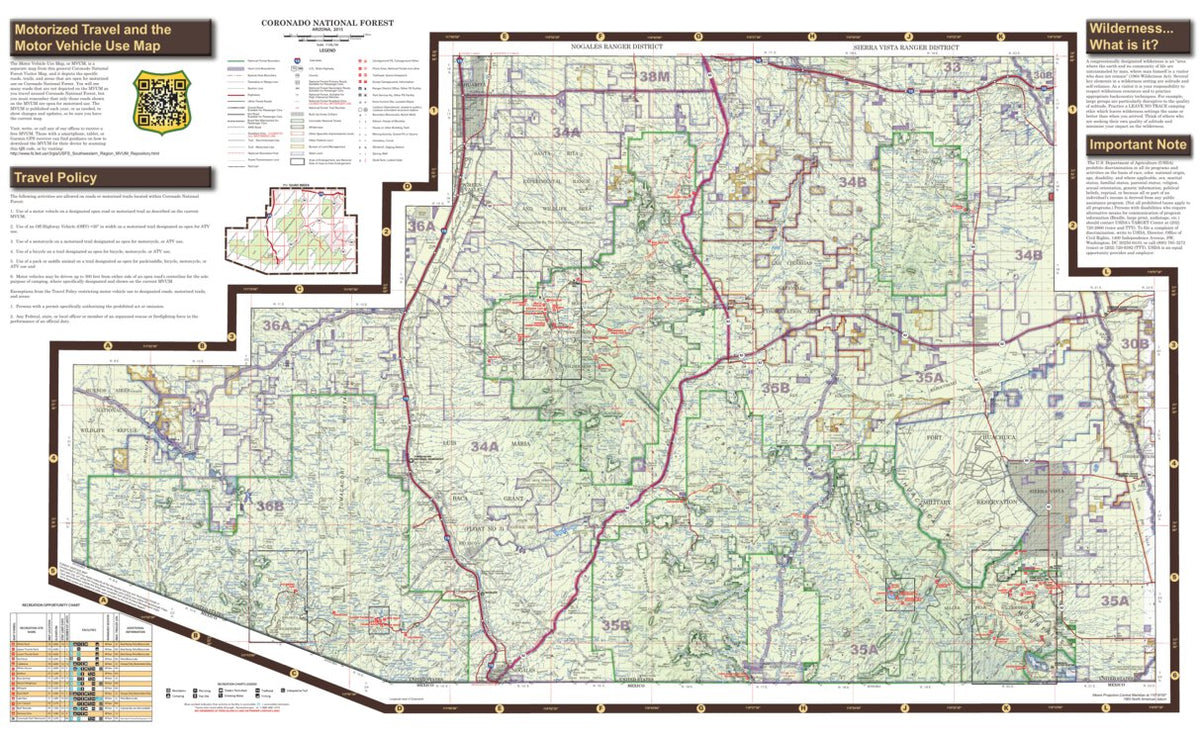 Coronado National Forest, Nogales and Sierra Vista Ranger Districts Map ...