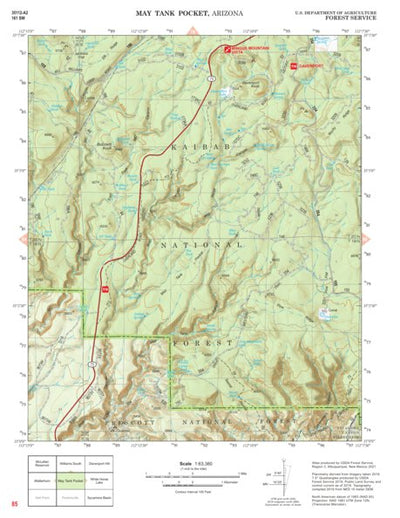 US Forest Service R3 Kaibab National Forest Quadrangle Map Atlas: pg 85 May Tank Pocket digital map