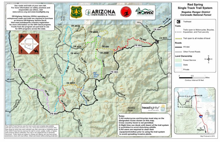 Red Spring Single Track Trails Map by US Forest Service R3 | Avenza Maps