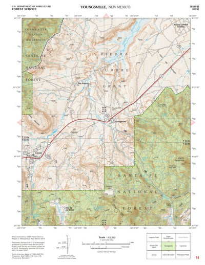 US Forest Service R3 Santa Fe National Forest Quadrangle Map: pg 14 Youngsville digital map