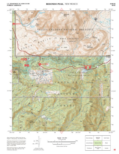 US Forest Service R3 Santa Fe National Forest Quadrangle Map: pg 48 Redondo Peak digital map