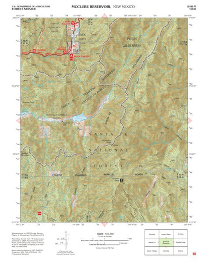 Santa Fe National Forest Quadrangle Map Pg 66 Mcclure Reservoir Map By Us Forest Service R3