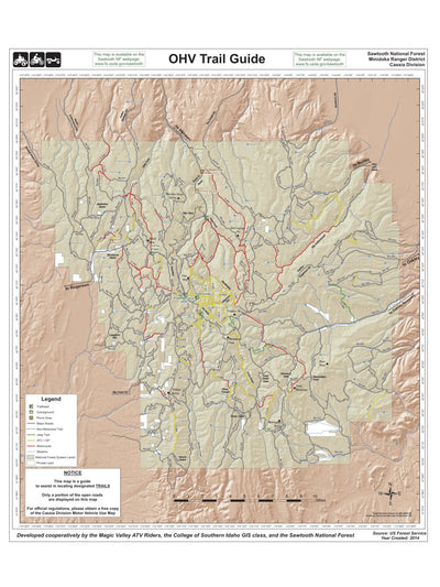 US Forest Service R4 Sawtooth National Forest Minidoka OHV Trail Guide 2014 digital map