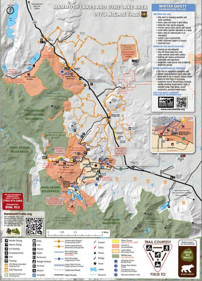 US Forest Service R5 Inyo National Forest Winter Recreation Map (Mammoth Lakes & June Lake) bundle exclusive