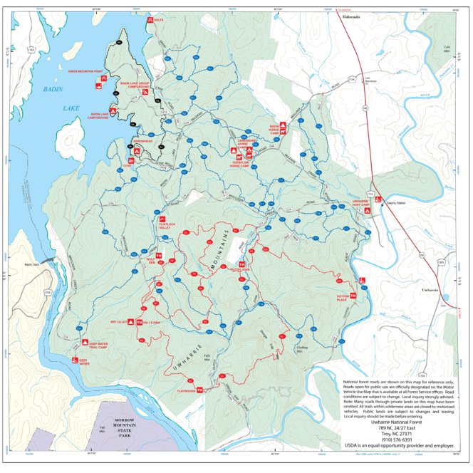 Badin Lake Recreation Area Map by US Forest Service R8 Avenza Maps
