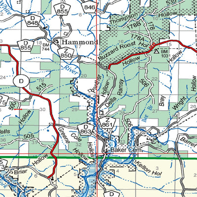 US Forest Service R9 Mark Twain National Forest - Ava Ranger District Forest Visitor Map digital map