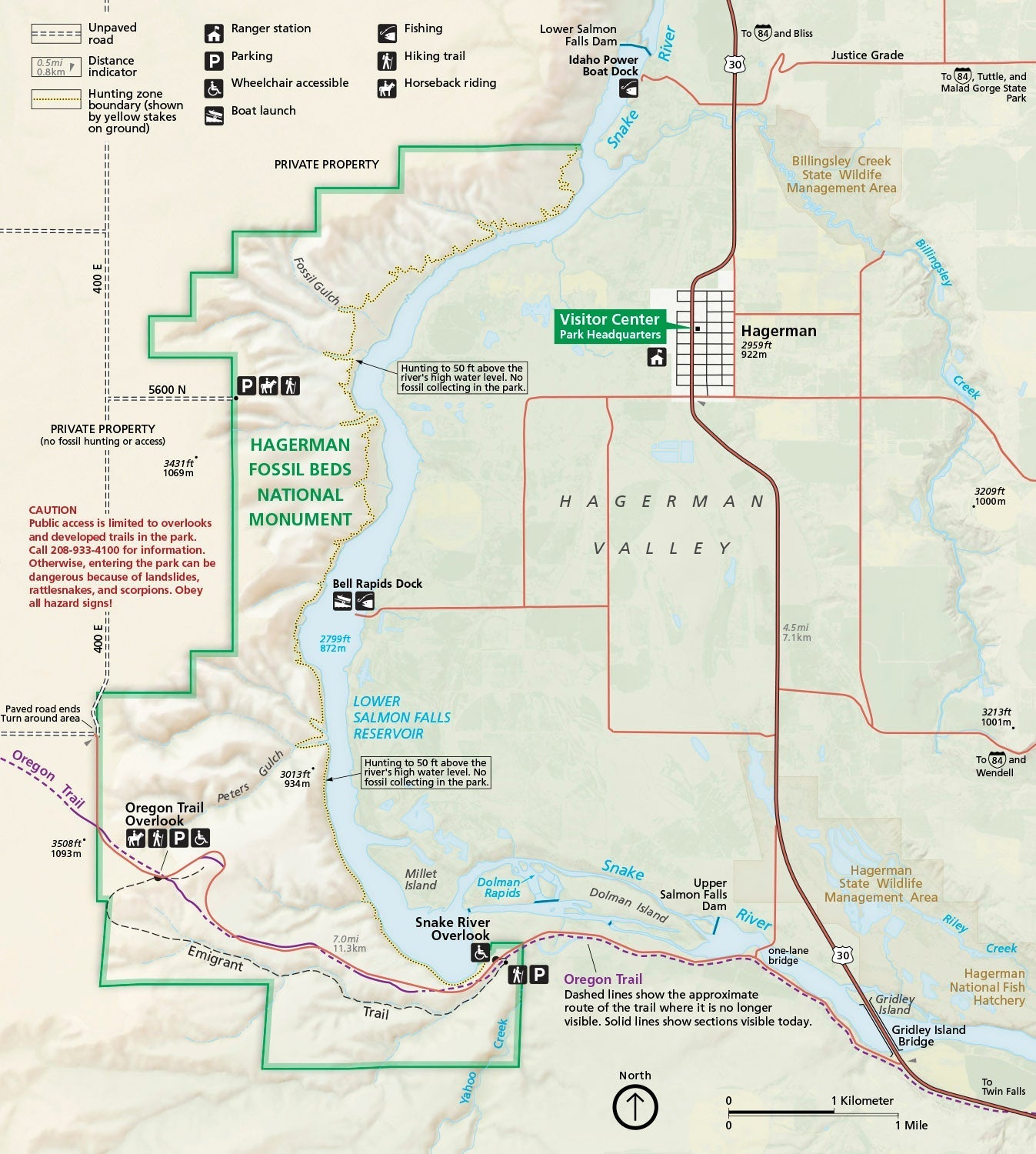 Hagerman Fossil Beds National Monument Map by US National Park Service