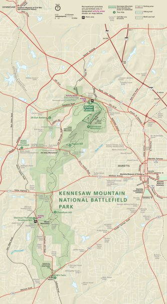 US National Park Service Kennesaw Mountain National Battlefield Park digital map