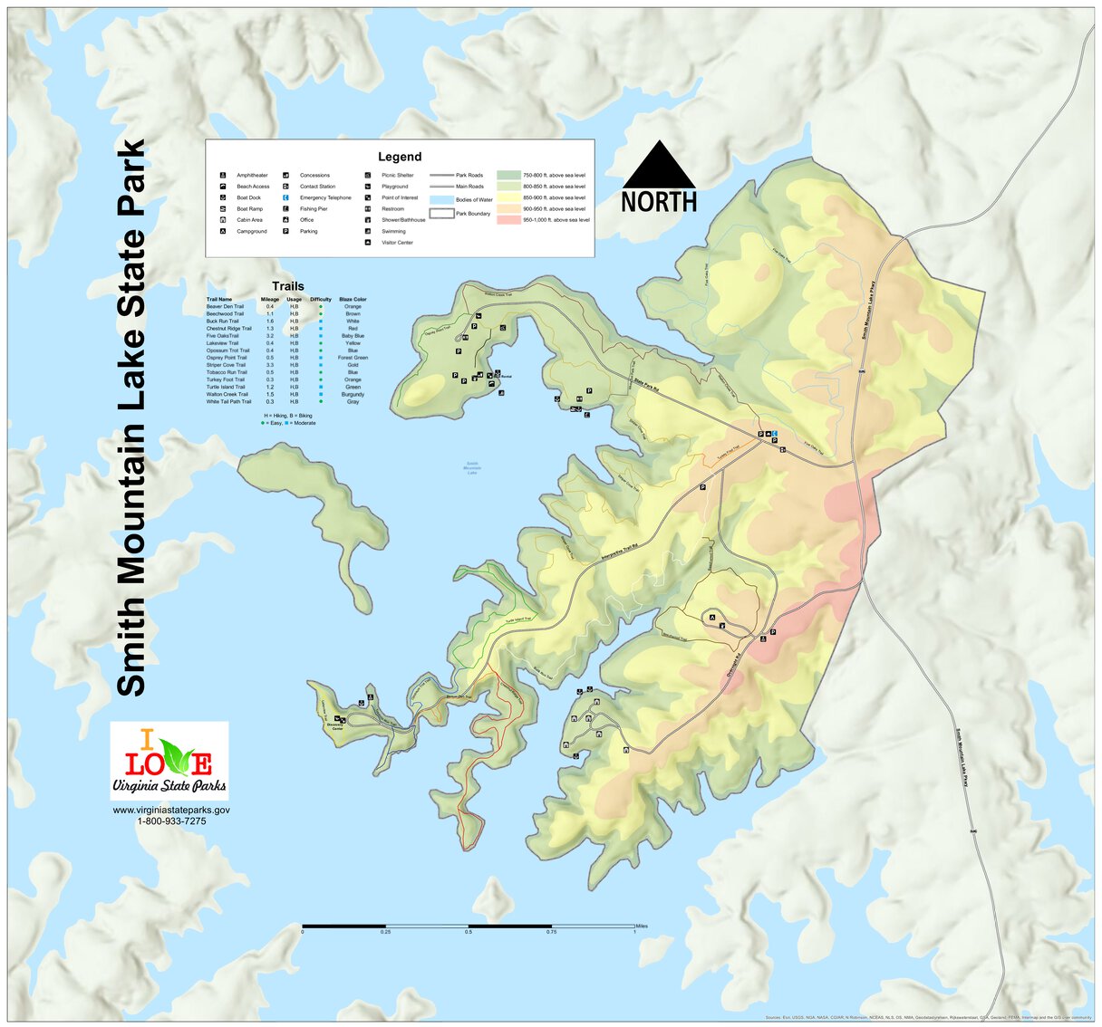 Smith Mountain Lake State Park Map by Virginia State Parks Avenza Maps