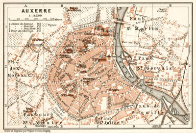 Waldin Auxerre city map, 1909 digital map