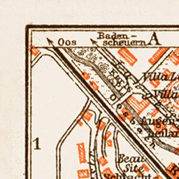 Waldin Baden (Baden-Baden) city map, 1909 digital map