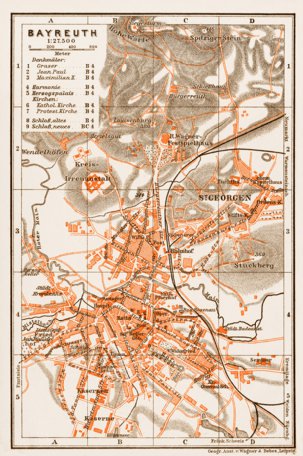 Waldin Bayreuth city map, 1909 digital map