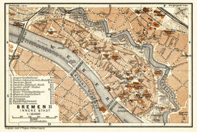 Waldin Bremen, central part map, 1906 digital map