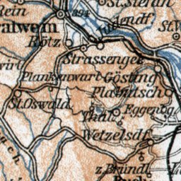 Waldin Carinthian-Styrian Alps from Murau to Gleisdorf district map, 1910 digital map